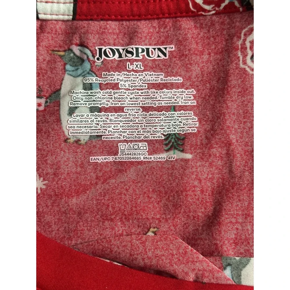 Joyspun Women's Printed Sleep Shirt Red Pepper‎ L/XL Short Sleeves Oversized